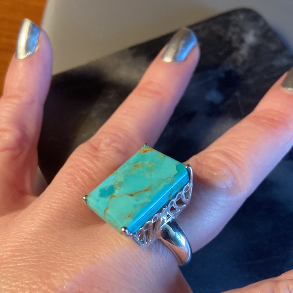 NWT Huge Blue Mohave Turquoise Sterling 925 Ring 7